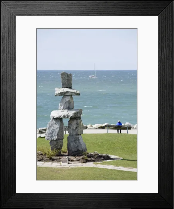 Framed Print : Inukshuk at Stanley Park, Vancouver, British Columbia, Canada, North America