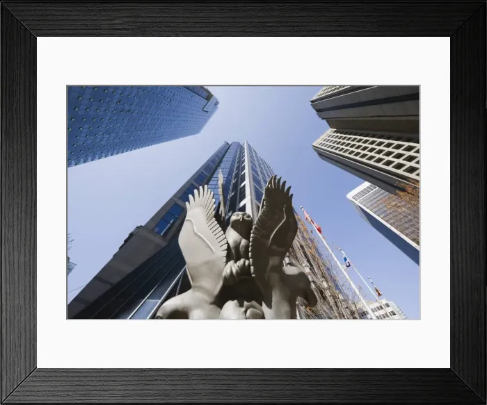 Framed Print : First Nation aboriginal art sculpture and downtown buildings, Vancouver Framed Print : First Nation aboriginal art sculpture and downtown buildings, Vancouver