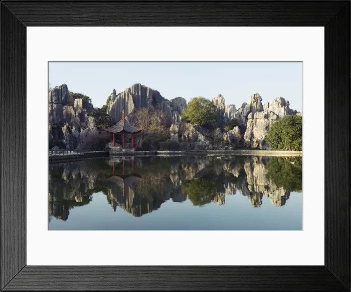 Framed Print : Reflection of karst scenery at Shilin Stone Forest, UNESCO World Heritage Site Framed Print : Reflection of karst scenery at Shilin Stone Forest, UNESCO World Heritage Site