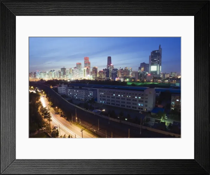 Framed Print : City skyline, Guomao business district, Beijing, China, Asia Framed Print : City skyline, Guomao business district, Beijing, China, Asia
