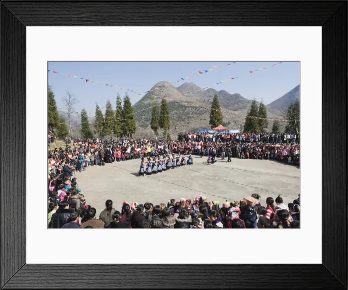 Framed Print : Dancing at a 4 Seals Miao lunar New Year festival, Xinyao village, Guizhou Province