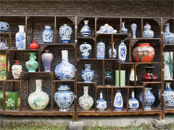 A display of vases at the Qing and Ming Ancient Pottery Factory, Jingdezhen city