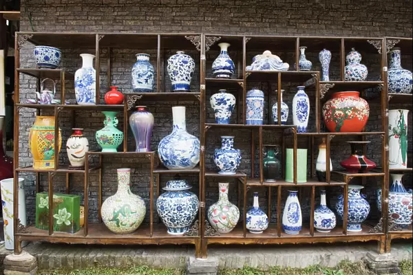 A display of vases at the Qing and Ming Ancient Pottery Factory, Jingdezhen city