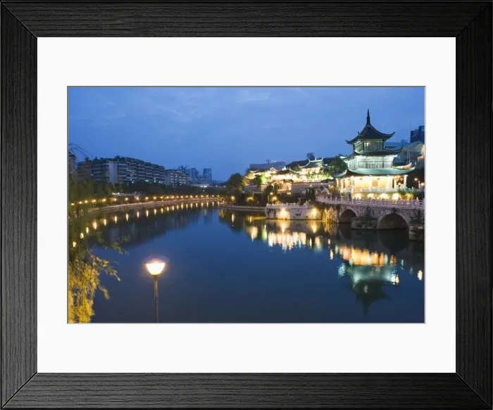 Framed Print : A riverside pavilion illuminated at night in Guiyang city, Guizhou Province, China, Asia Framed Print : A riverside pavilion illuminated at night in Guiyang city, Guizhou Province, China, Asia