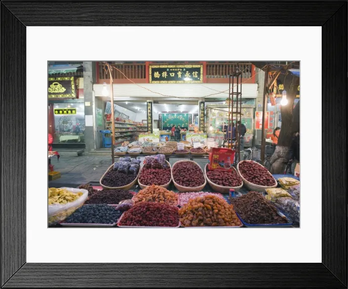 Framed Print : Fruit stands at a street market in the Muslim area of Xian, Shaanxi Province, China, Asia Framed Print : Fruit stands at a street market in the Muslim area of Xian, Shaanxi Province, China, Asia