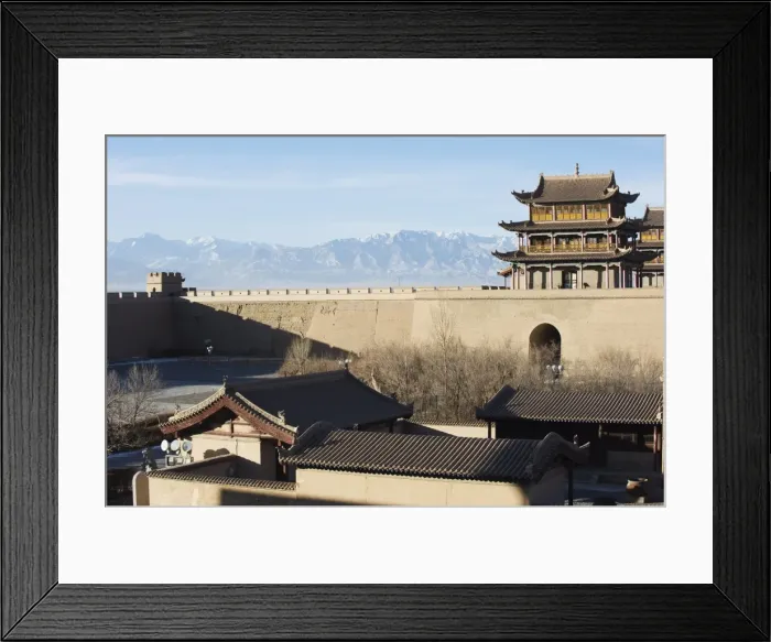 Framed Print : Ming dynasty Jiayuguan Fort dating from 1372, with Qilan Shan mountains in the Hexi Corridor Framed Print : Ming dynasty Jiayuguan Fort dating from 1372, with Qilan Shan mountains in the Hexi Corridor