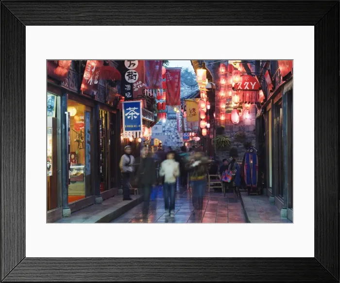 Framed Print : Jinling street bars at night, Chengdu, Sichuan Province, China, Asia Framed Print : Jinling street bars at night, Chengdu, Sichuan Province, China, Asia