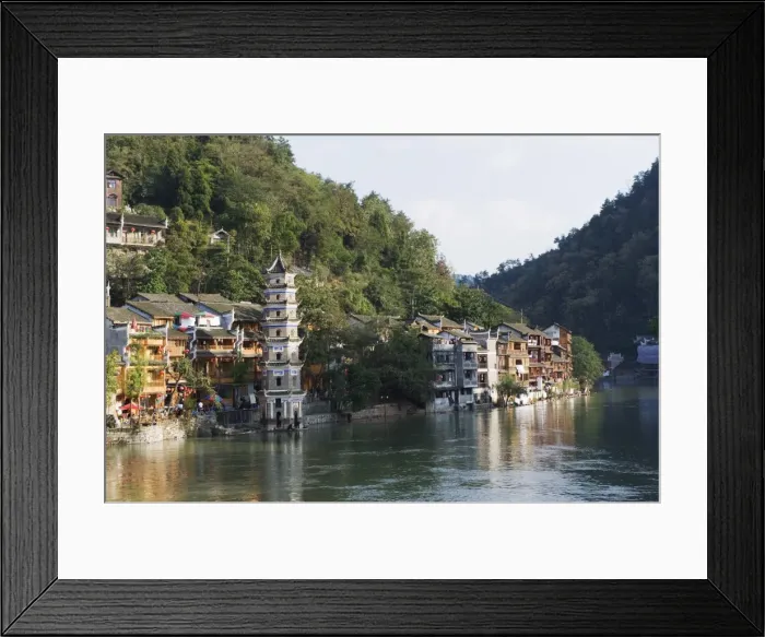 Framed Print : Riverside pagoda and old town of Fenghuang, Hunan Province, China, Asia Framed Print : Riverside pagoda and old town of Fenghuang, Hunan Province, China, Asia