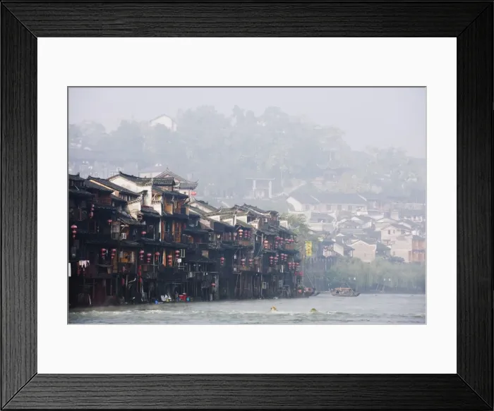 Framed Print : Wooden stilt houses in riverside old town of Fenghuang, Hunan Province, China, Asia Framed Print : Wooden stilt houses in riverside old town of Fenghuang, Hunan Province, China, Asia