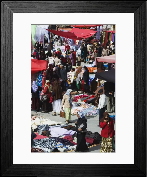 Framed Print : Silk fabrics being sold at the Sunday market, Kashgar (Kashi) city, Xinjiang Provice Framed Print : Silk fabrics being sold at the Sunday market, Kashgar (Kashi) city, Xinjiang Provice