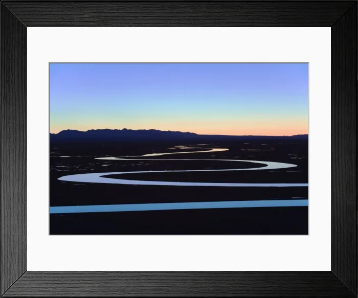 Framed Print : The night sky reflecting in a winding river, Bayanbulak, Xinjiang Province, China, Asia