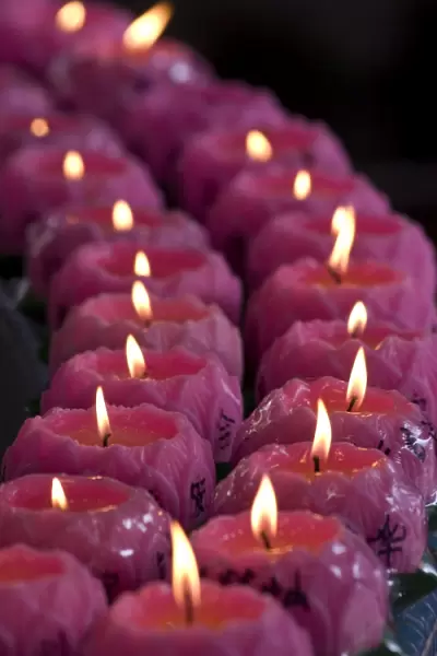 Lotus candles placed by devotees in Kek Lok Si Buddhist temple, Air Itam
