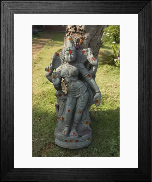 Framed Print : Hindu goddess decorated with red and yellow puja marks, Pondicherry, Tamil Nadu Framed Print : Hindu goddess decorated with red and yellow puja marks, Pondicherry, Tamil Nadu