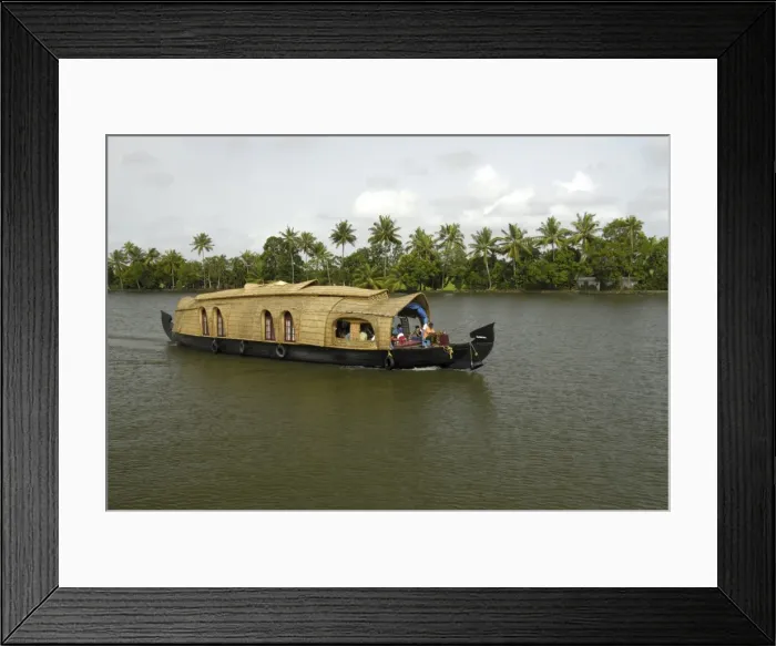 Framed Print : Houseboat in the Backwaters of Alleppey, Kerala, India, Asia Framed Print : Houseboat in the Backwaters of Alleppey, Kerala, India, Asia