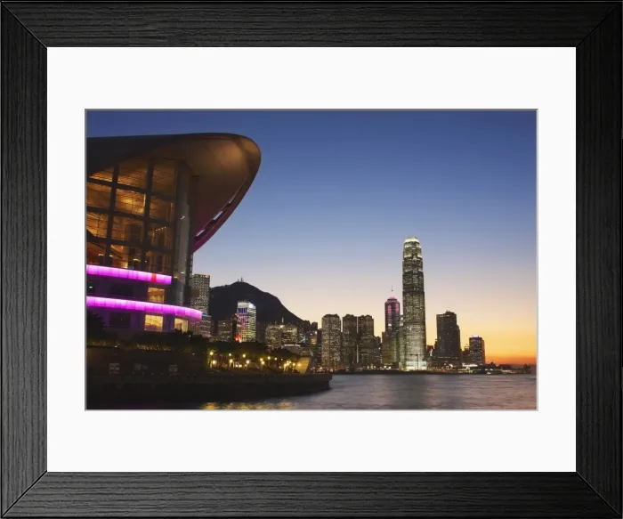 Framed Print : Hong Kong Convention and Exhibition Centre with IFC and skyscrapers in background Framed Print : Hong Kong Convention and Exhibition Centre with IFC and skyscrapers in background