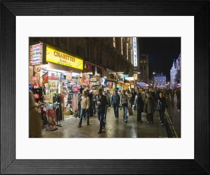 Framed Print : Tourist shops on Charing Cross Road at night, London, England, United Kingdom, Europe Framed Print : Tourist shops on Charing Cross Road at night, London, England, United Kingdom, Europe