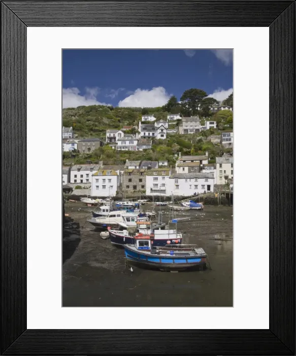 Framed Print : Boats in Polperro harbour at low tide, Cornwall, England, United Kingdom, Europe Framed Print : Boats in Polperro harbour at low tide, Cornwall, England, United Kingdom, Europe
