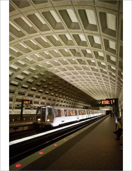 Metro Station with train, Washington D. C. United States of America, North America