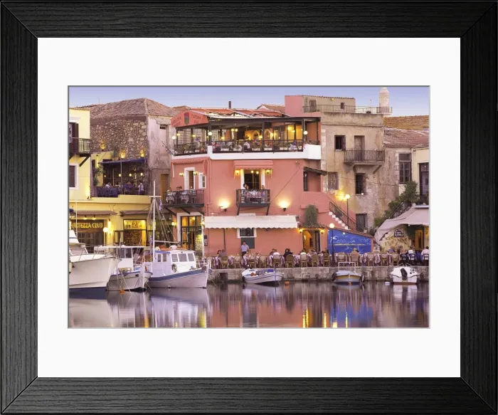 Framed Print : Rethymnon old port and restaurants, Crete island, Greek Islands, Greece, Europe Framed Print : Rethymnon old port and restaurants, Crete island, Greek Islands, Greece, Europe