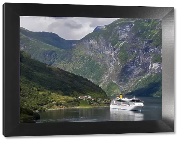 Cruise ship in Geirangerfjord, Northern Fjord Region, Norway, Scandinavia, Europe