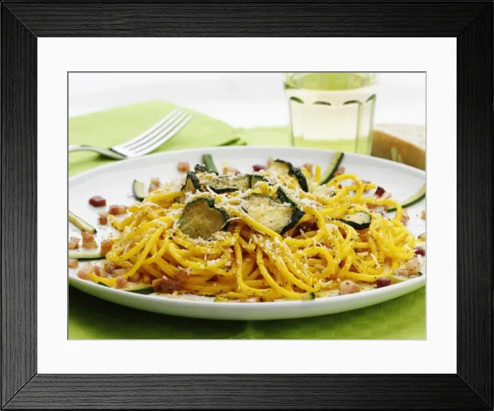 Framed Print : Spaghetti with zucchini, Italy, Europe Framed Print : Spaghetti with zucchini, Italy, Europe
