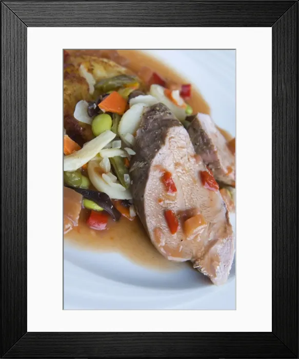 Framed Print : Beef fillet with vegetables, France, Europe Framed Print : Beef fillet with vegetables, France, Europe