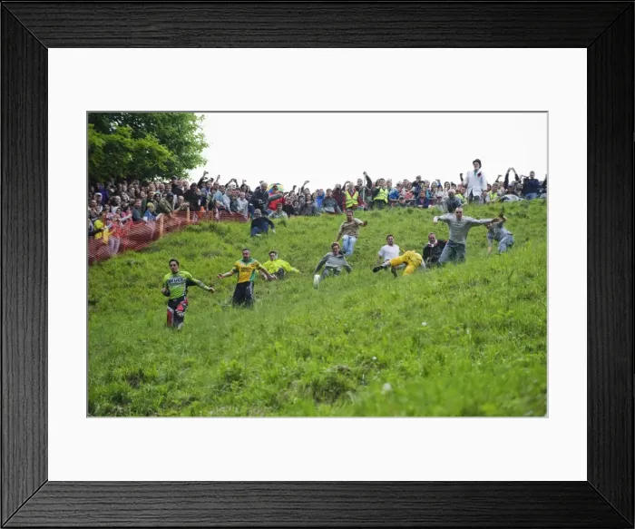 Framed Print : Cheese Rolling Festival at Coopers Hill, Gloucestershire, England, United Kingdom, Europe Framed Print : Cheese Rolling Festival at Coopers Hill, Gloucestershire, England, United Kingdom, Europe