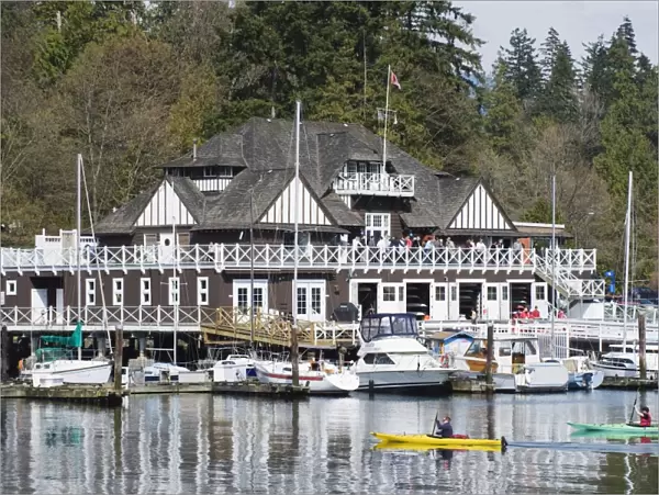 Canoeists at Vancouver Rowing Club, Coal Harbour, Vancouver British Columbia