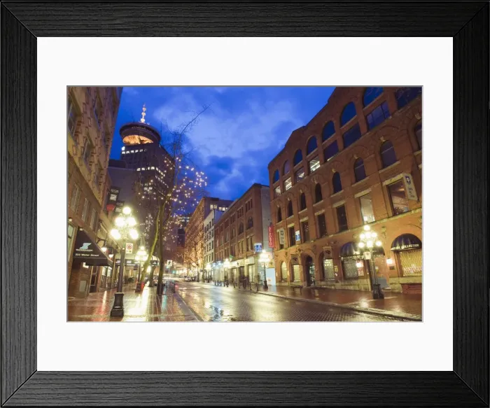 Framed Print : Water Street at night, Gastown, Vancouver, British Columbia, Canada, North America Framed Print : Water Street at night, Gastown, Vancouver, British Columbia, Canada, North America