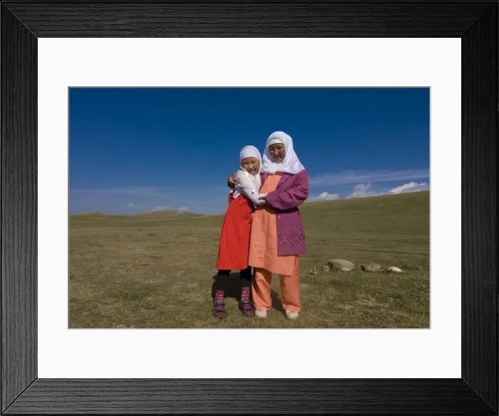 Framed Print : Friendly Nomad mother and daughter, Song Kol, Kyrgyzstan, Central Asia, Asia Framed Print : Friendly Nomad mother and daughter, Song Kol, Kyrgyzstan, Central Asia, Asia