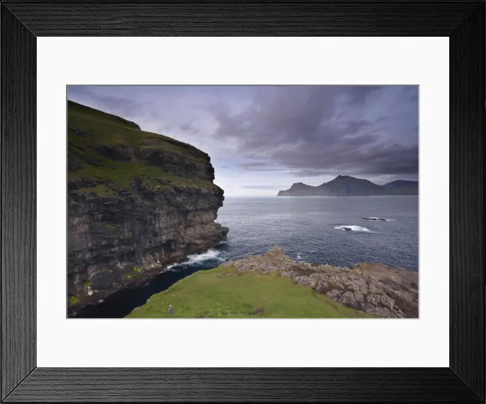 Framed Print : Kalsoy island and cliffs across Djupini sound, from Gjogv, Eysturoy, Faroe Islands Framed Print : Kalsoy island and cliffs across Djupini sound, from Gjogv, Eysturoy, Faroe Islands