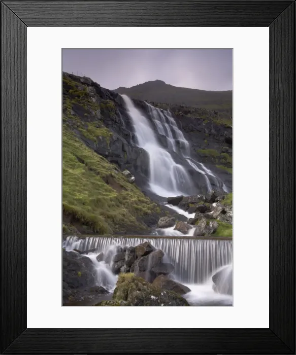 Framed Print : Waterfall, Laksa river near Hellur, Eysturoy Island, Faroe Islands (Faroes)