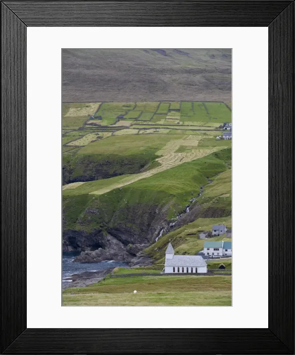 Framed Print : Vidareidi and church dating from 1892, Vidoy Island, Nordoyar, Faroe Islands (Faroes) Framed Print : Vidareidi and church dating from 1892, Vidoy Island, Nordoyar, Faroe Islands (Faroes)