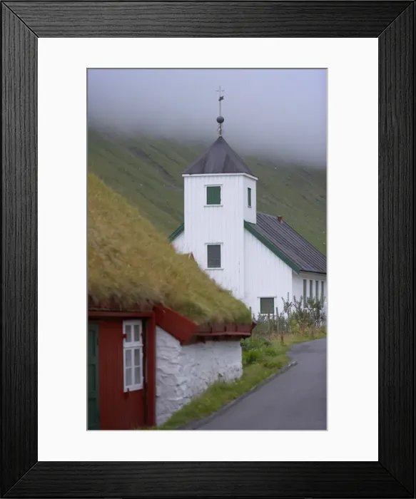 Framed Print : Church built in 1951 at Elduvik, Eysturoy, Faroe Islands (Faroes), Denmark, Europe Framed Print : Church built in 1951 at Elduvik, Eysturoy, Faroe Islands (Faroes), Denmark, Europe