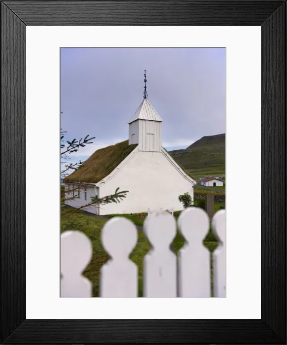 Framed Print : Turf-roofed church at Husavik, Sandoy, Faroe Islands (Faroes), Denmark, Europe Framed Print : Turf-roofed church at Husavik, Sandoy, Faroe Islands (Faroes), Denmark, Europe
