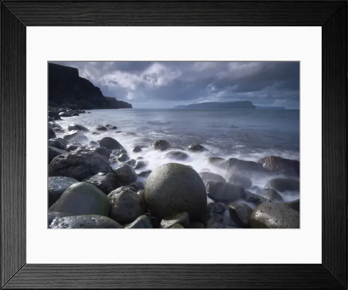 Framed Print : Boulder beach in Grotvik Bay, Skuvoy (Skugvoy) in the distance, Sandoy Framed Print : Boulder beach in Grotvik Bay, Skuvoy (Skugvoy) in the distance, Sandoy