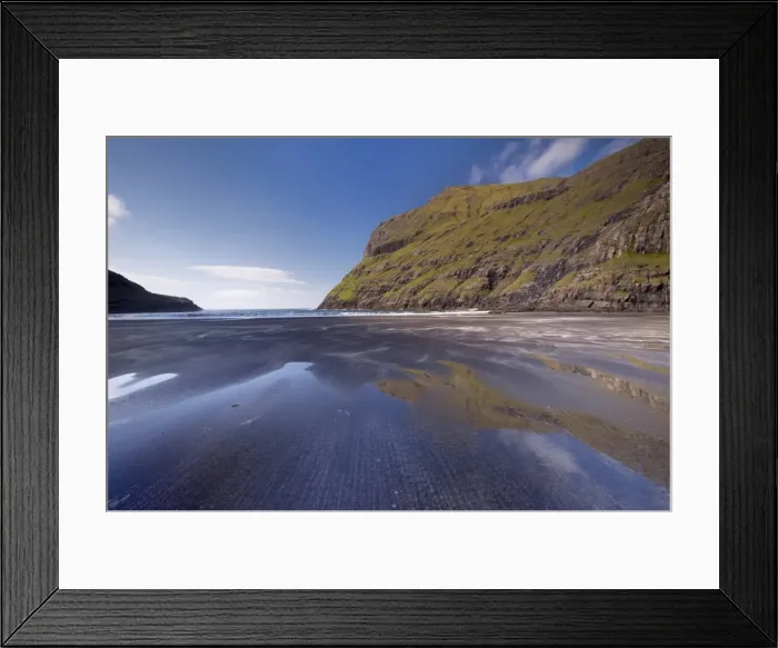Framed Print : Inlet and beach at Saksun, one of the most picturesque villages in the Faroes