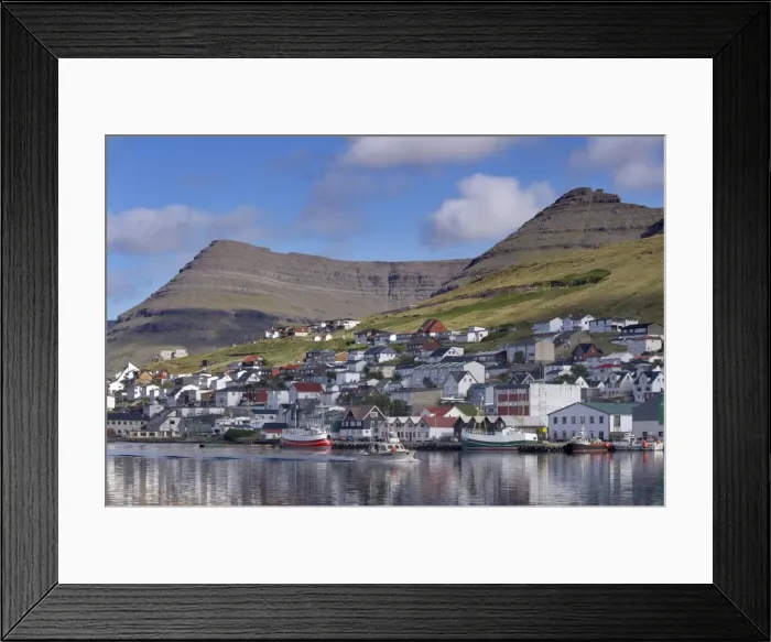 Framed Print : Fishing boats in Klaksvik harbour and views of Klaksvik, the second largest town in the Faroes Framed Print : Fishing boats in Klaksvik harbour and views of Klaksvik, the second largest town in the Faroes