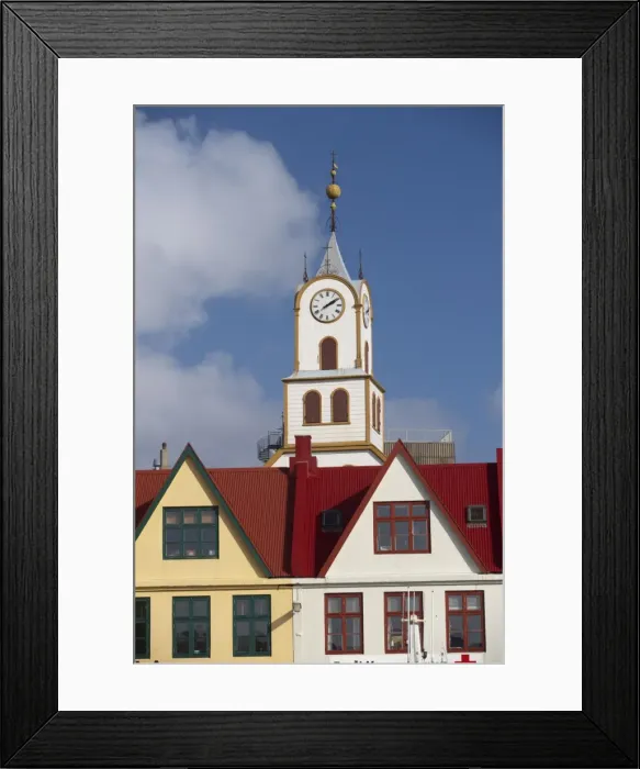 Framed Print : Colourful gabled buildings and Havnar Kirkja (Torshavns cathedral) along the quayside in Vestaravag harbour, Torshavn, Streymoy, Faroe Islands (Faroes) Framed Print : Colourful gabled buildings and Havnar Kirkja (Torshavns cathedral) along the quayside in Vestaravag harbour, Torshavn, Streymoy, Faroe Islands (Faroes)