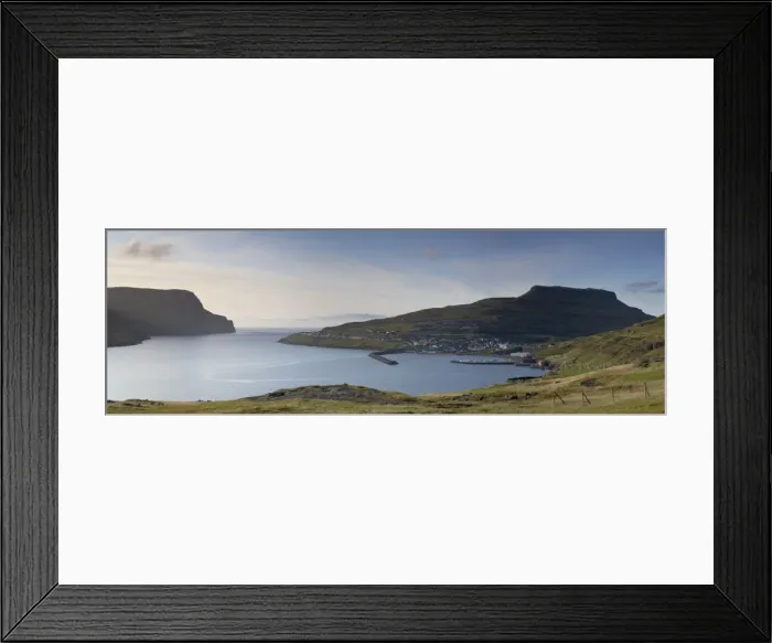 Framed Print : Panoramic view of village of Eidi and Sundini fjord, Eysturoy, Faroe Islands (Faroes) Framed Print : Panoramic view of village of Eidi and Sundini fjord, Eysturoy, Faroe Islands (Faroes)