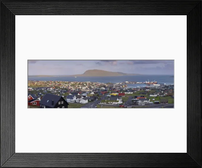 Framed Print : Panoramic view of Torshavn and harbour (Nolsoy in the distance), capital of the Faroe Islands Framed Print : Panoramic view of Torshavn and harbour (Nolsoy in the distance), capital of the Faroe Islands