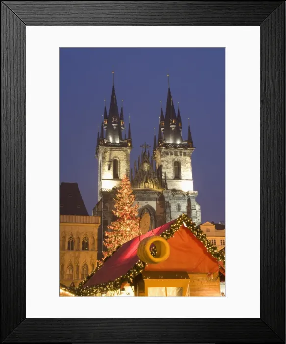 Framed Print : Christmas market at Staromestske (Old Town Square) with Gothic Tyn Cathedral Framed Print : Christmas market at Staromestske (Old Town Square) with Gothic Tyn Cathedral