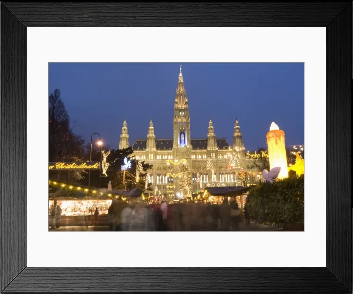 Framed Print : Christkindlmarkt (Christmas Market) and Rathaus (Town Hall) at Rathausplatz at twilight Framed Print : Christkindlmarkt (Christmas Market) and Rathaus (Town Hall) at Rathausplatz at twilight