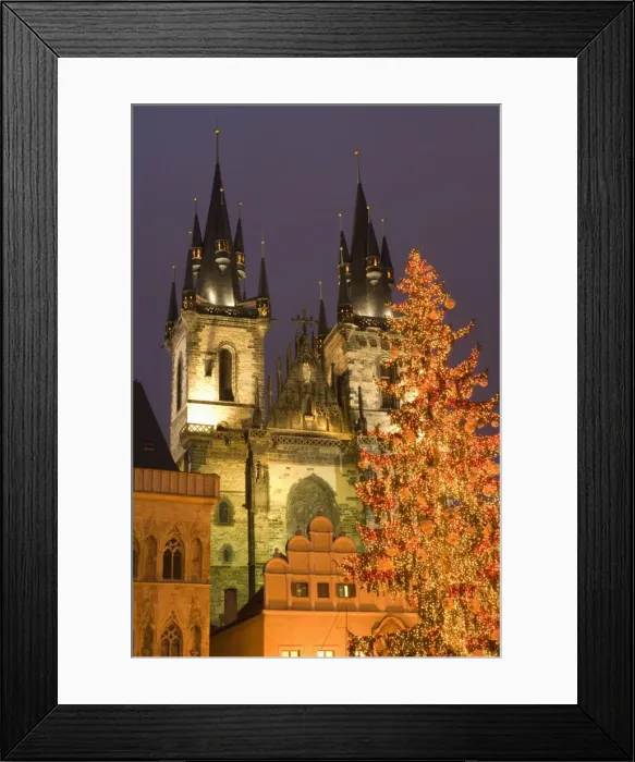 Framed Print : Christmas tree decoration and towers of Tyn Cathedral at Staromestske (Old Town Square) Framed Print : Christmas tree decoration and towers of Tyn Cathedral at Staromestske (Old Town Square)