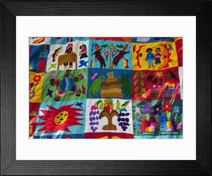 Framed Print : Embroidered textile, Santiago Atitlan, Lake Atitlan, Guatemala, Central America Framed Print : Embroidered textile, Santiago Atitlan, Lake Atitlan, Guatemala, Central America