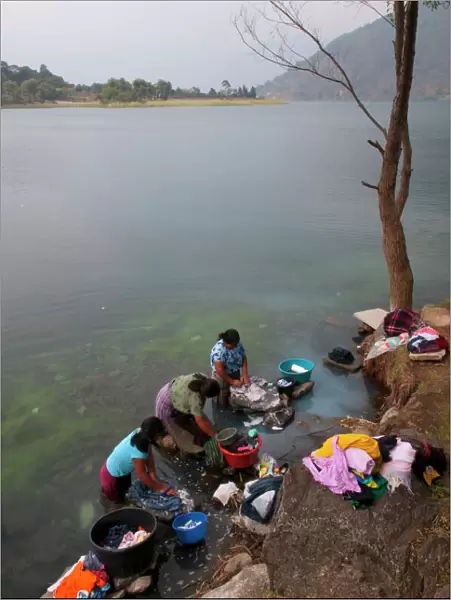 Women washing clothes, San Lucas Toliman, Lake Atitlan, Guatemala, Central America