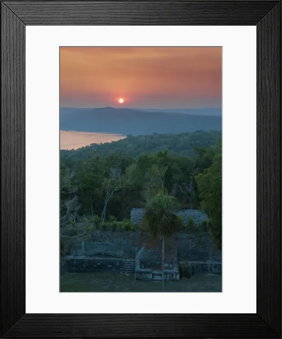 Framed Print : View of sunset over Lake Yaxha from Temple 216, Yaxha, Guatemala, Central America Framed Print : View of sunset over Lake Yaxha from Temple 216, Yaxha, Guatemala, Central America