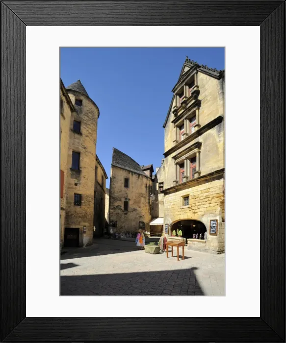 Framed Print : Medieval buildings in the old town, Sarlat, Sarlat le Caneda, Dordogne, France, Europe