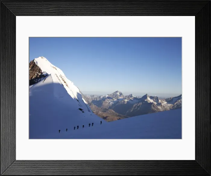Framed Print : Climbers ascending Monte Rosa, Italian Alps, Piedmont, Italy, Europe Framed Print : Climbers ascending Monte Rosa, Italian Alps, Piedmont, Italy, Europe