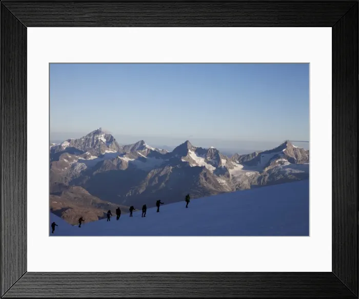 Framed Print : Climbers ascending Monte Rosa, Italian Alps, Piedmont, Italy, Europe Framed Print : Climbers ascending Monte Rosa, Italian Alps, Piedmont, Italy, Europe